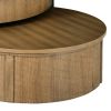 36 Inch 2 Piece Round Nesting Coffee Table, Lift Top Storage, Wheels, Brown