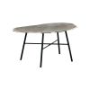 35 Inch Artisan Coffee Table, Abstract Shape Tabletop, Silver, Black