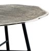 35 Inch Artisan Coffee Table, Abstract Shape Tabletop, Silver, Black