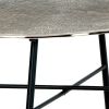 35 Inch Artisan Coffee Table, Abstract Shape Tabletop, Silver, Black