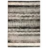 Chia 5 x 7 Area Rug, Woven Tribal Design, Cream and Black Polyester Fabric