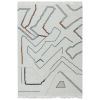 Wini 5 x 7 Area Rug, Gray Polyester, Multicolored Sporadic Lines Print