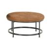 Modern 2 Piece Nesting Coffee Table And Ottoman Set, Mango Wood, Brown