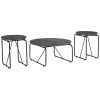 Modern 3 Piece Coffee Table Set with Side Tables, Metal Base, Charcoal