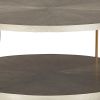 Modern 42 Inch Coffee Table, Ash Veneer, Metal Frame and Wheels, Gold, Gray
