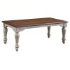 Classic 52 Inch Coffee Table, Pine Wood Construction, Brown Top, White