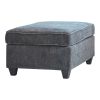38 Inch Modern Ottoman, Smooth Gray Chenille Fabric, Plush Cushioned Seat