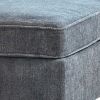 38 Inch Modern Ottoman, Smooth Gray Chenille Fabric, Plush Cushioned Seat
