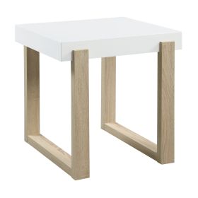 Shay 22 Inch Side End Table, Thick Rectangular Tabletop, High Gloss White