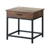 24 Inch Side End Table, Rectangular Tabletop, Single Drawer, Rustic Brown