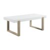 Shay 47 Inch Coffee Table, Thick Rectangular Tabletop, High Gloss White