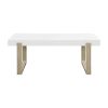 Shay 47 Inch Coffee Table, Thick Rectangular Tabletop, High Gloss White