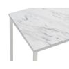 46 Inch Coffee Table, Faux Marble Surface, Silver Finished Geometric Base
