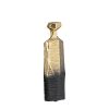 Kaya 9 Inch Classic Accent Metal Vase, Square Body, Narrow Top, Gold, Black