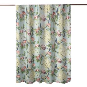 Eden 72 Inch Shower Curtain, Songbirds and Butterflies, Green Microfiber