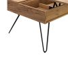 47 Inch Lift Top Coffee Table, Natural Brown Wood, 2 Storage Compartments