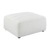 Kea 35 Inch Ottoman, Horizontal Channel Tufted, Gray Faux Sheepskin Fabric