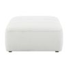 Kea 35 Inch Ottoman, Horizontal Channel Tufted, Gray Faux Sheepskin Fabric