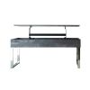 47 Inch Lift Top Coffee Table, Chrome Base, Distressed Gray, Rectangular