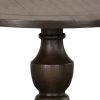 Aria 36 Inch Coffee Table, Round Plank Top, Turned Pedestal, Espresso Brown