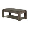 3 Piece Coffee Table and End Table Set with Raised Tops, Weathered Gray