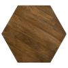 35 Inch Wood Drum Coffee Table, Artisan Hexagonal Rich Natural Brown Finish