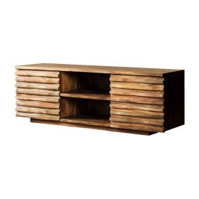 58 Inch TV Media Entertainment Console, 2 Cabinets and 2 Shelves, Brown