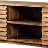 58 Inch TV Media Entertainment Console, 2 Cabinets and 2 Shelves, Brown