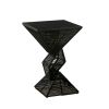 36 Inch Outdoor Geometric Pub Bar Table, Rope Woven, Metal Top, Black