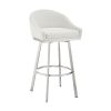 Sheryl 26 Inch Swivel Counter Stool Chair, Low Back, White Faux Leather