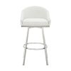 Sheryl 26 Inch Swivel Counter Stool Chair, Low Back, White Faux Leather