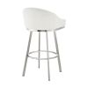 Sheryl 26 Inch Swivel Counter Stool Chair, Low Back, White Faux Leather