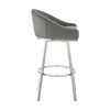 Sheryl 30 Inch Metal Swivel Bar Stool Chair, Low Back, Gray Faux Leather