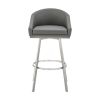Sheryl 26 Inch Swivel Counter Stool Chair, Low Back, Gray Faux Leather