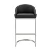 Lina 28 Inch Bar Stool Chair, Metal Cantilever Base, Black Faux Leather