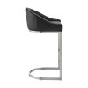 Lina 28 Inch Bar Stool Chair, Metal Cantilever Base, Black Faux Leather