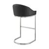 Lina 28 Inch Bar Stool Chair, Metal Cantilever Base, Black Faux Leather