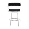 Ava 26 Inch Swivel Counter Stool Chair, Open Back Steel, Black Faux Leather