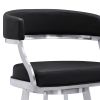 Ava 26 Inch Swivel Counter Stool Chair, Open Back Steel, Black Faux Leather