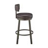 Eleanor 30 Inch Swivel Bar Stool Chair, Round Mocha Brown Faux Leather Seat