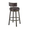 Eleanor 30 Inch Swivel Bar Stool Chair, Round Mocha Brown Faux Leather Seat