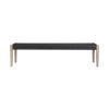 Nif 71 Inch Rectangular Dining Bench, Rope Woven Top, Tapered Legs, Black