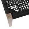 Nif 71 Inch Rectangular Dining Bench, Rope Woven Top, Tapered Legs, Black
