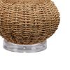 25 Inch Table Lamp, Rattan Woven, Inverted Tapered Shade, White, Beige