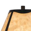 30 Inch 3 Way Table Lamp, Beige Mica Shade, Rubberwood and Black Metal Body