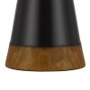 30 Inch 3 Way Table Lamp, Beige Mica Shade, Rubberwood and Black Metal Body