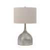 26 Inch Table Lamp, Set of 2, Curved, Beige Fabric Shade, Distressed Gray