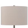 26 Inch Table Lamp, Set of 2, Curved, Beige Fabric Shade, Distressed Gray