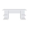 71 Inch Modern Rectangular Writing Desk, 4 Open Shelves, Crisp White Finish