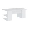 71 Inch Modern Rectangular Writing Desk, 4 Open Shelves, Crisp White Finish